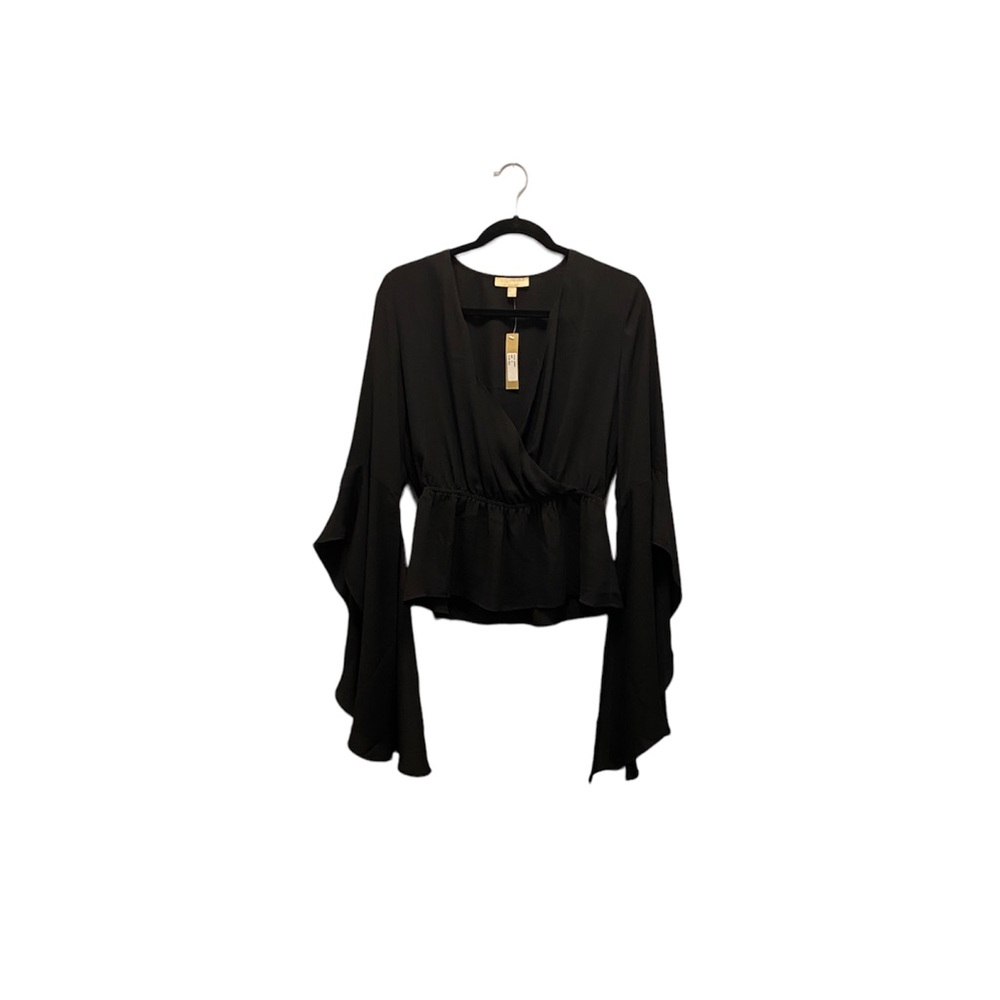 NWT 🆕 Appraisal Black Formal Wrap Top w Dramatic Sleeves  - Size S